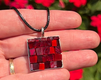 Shades of Red Mosaic Pendant