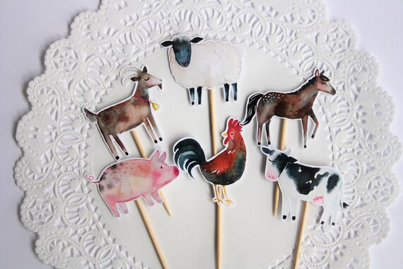 Toppers Cupcake Animal De Ferme Theme De La Ferme Barn Yard Etsy France