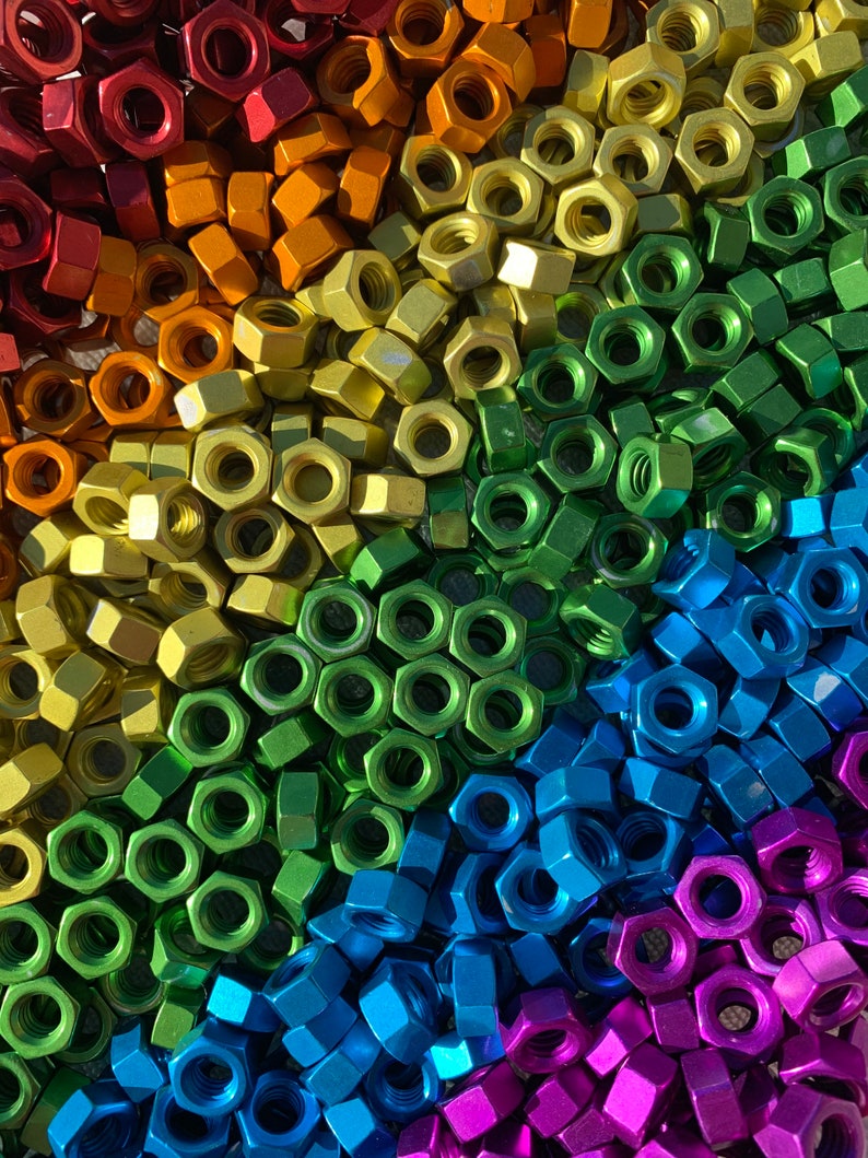 Rainbow Anodized Colored Aluminum Hex Nuts 5/1618 Purple Etsy