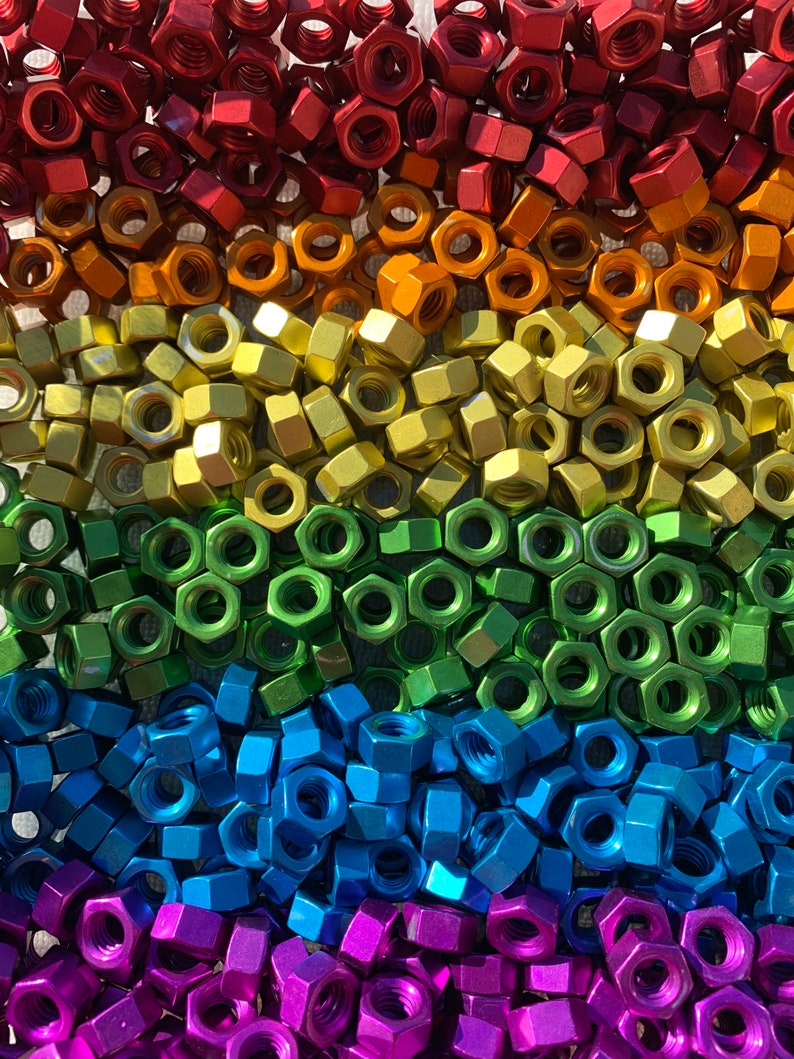 Rainbow Anodized Colored Aluminum Hex Nuts 5/1618 Purple Etsy