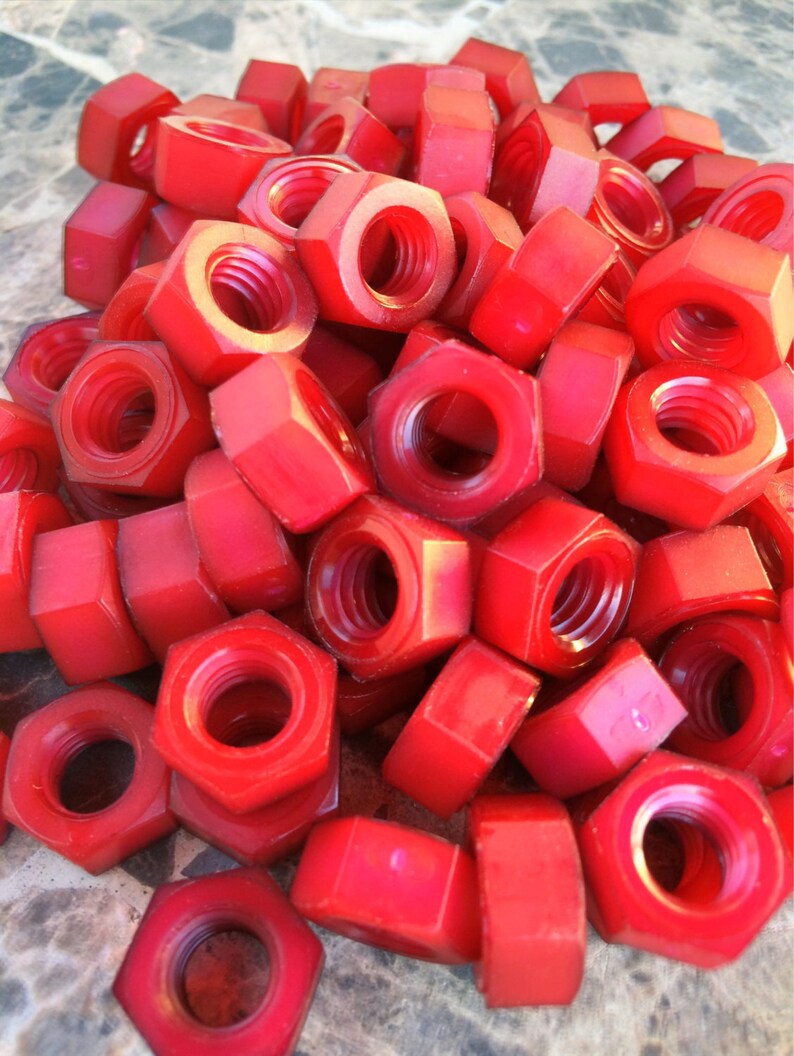 Red colored nylon hex nuts 5/1618 Etsy