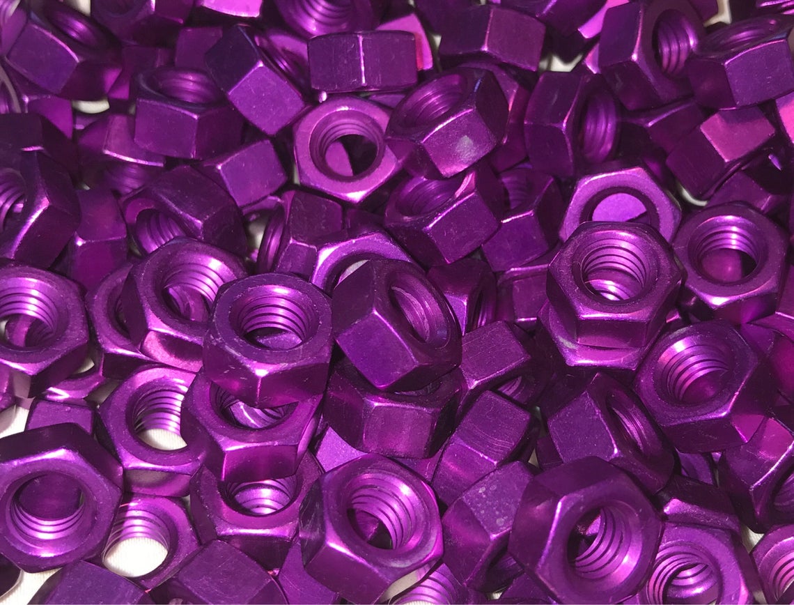 Purple Anodized Colored Aluminum Hex Nut 5/1618 Etsy