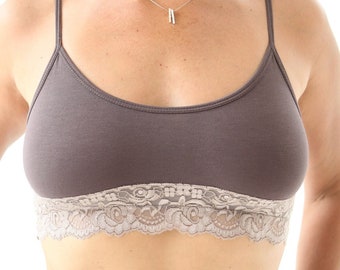 Silky stretchy floral LACE BRALETTE, super comfy wireless bra, 10 colors available