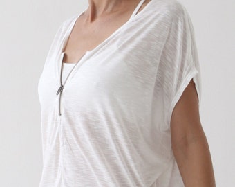 Half ZIPPER up FRONT loose TOP - casual comfy lightweight shirt -