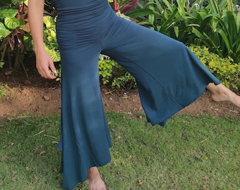 FLOWY yoga dance pants, ruched waistband wide legs gaucho pants