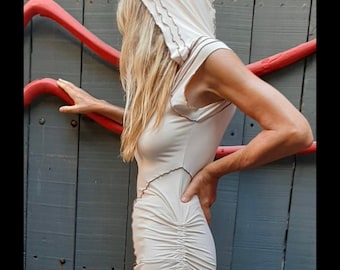STYLISH Sleeveless HOODIE - hooded stretchy long top with side drawstrings