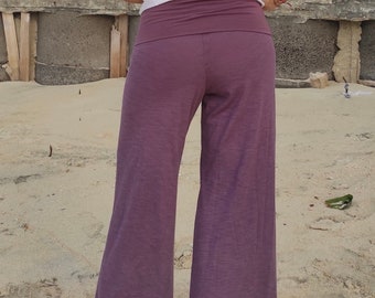 WIDE LEGS relaxed fit pants, fold over band yoga pants, 2 NEW colors available