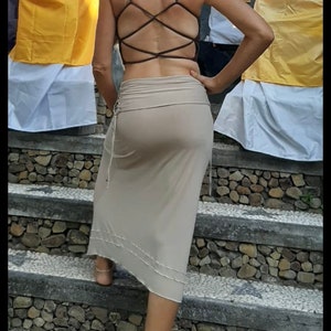 Stylish fold over SKIRT - flowy festival dance maxi skirt - side drawstrings with eyelets