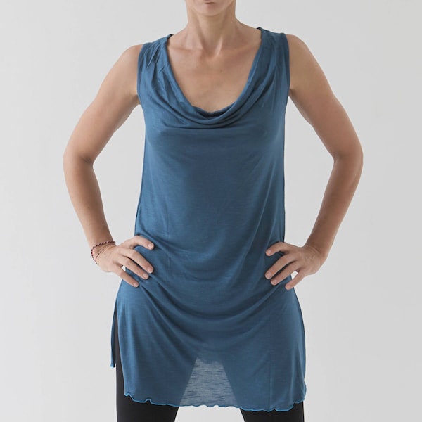 Navy Oversized Cowl Neck Tunic main image 0