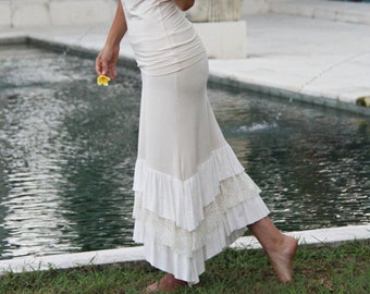 GODDESS SKIRT- long flowy maxi skirt - volant tiered skirt