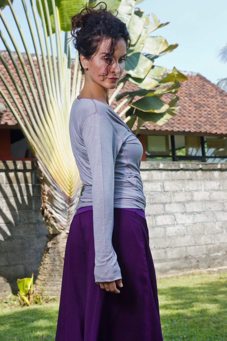 WRAP TOP for women, ties around top with long sleeves, ballet wrap inspired image 3