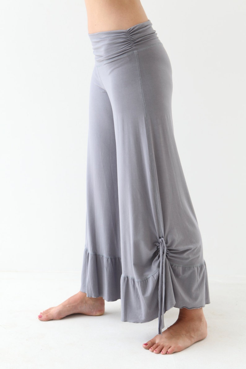 WIDE LEGS DANCE Pants With Cinched Drawstring Detail Yoga Lounge Dance