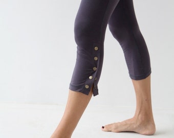 CAPRI LEGGINGS with snaps - high waisted workout leggings - unique legwear for her -