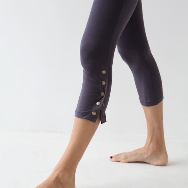 CAPRI LEGGINGS with snaps - high waisted workout leggings - unique legwear for her -