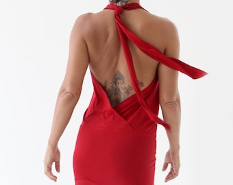 COWL NECK HALTER top, backless long top or short dress