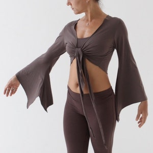 Tie up cropped BOLERO, Open front shrug with bell sleeves