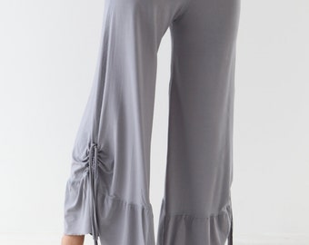 WIDE LEGS DANCE Pants with Cinched Drawstring Detail - Yoga lounge dance pants -