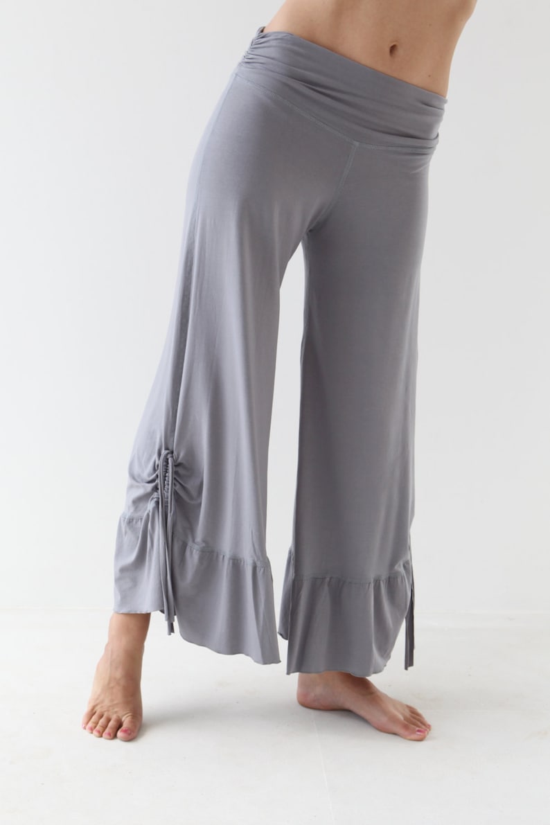 WIDE LEGS DANCE Pants With Cinched Drawstring Detail Yoga Lounge Dance