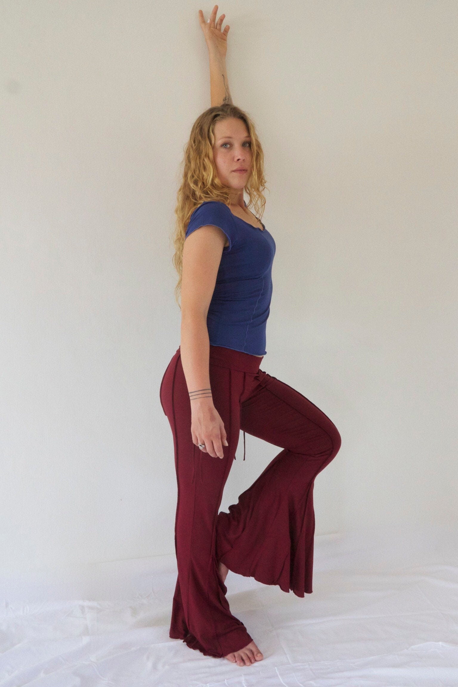 Burgundy bell store bottom pants
