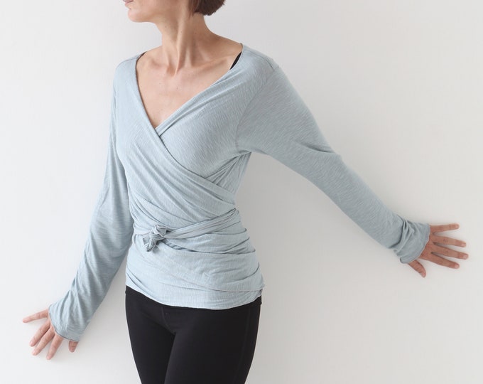 Ballerina inspired WRAP TOP, Long Sleeve Tie-Around top.