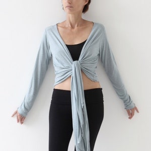 WRAP TOP for women, ties around top with long sleeves, ballet wrap inspired image 5