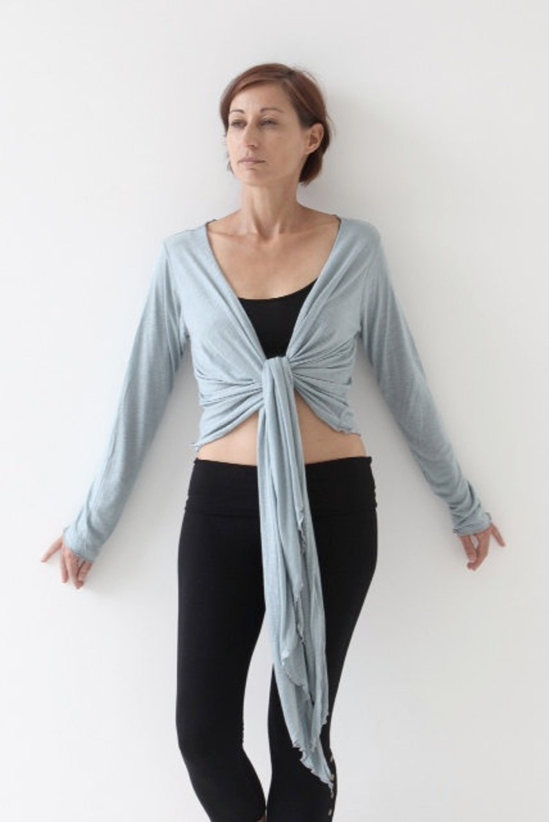 WRAP TOP for women, ties around top with long sleeves, ballet wrap inspired image 5