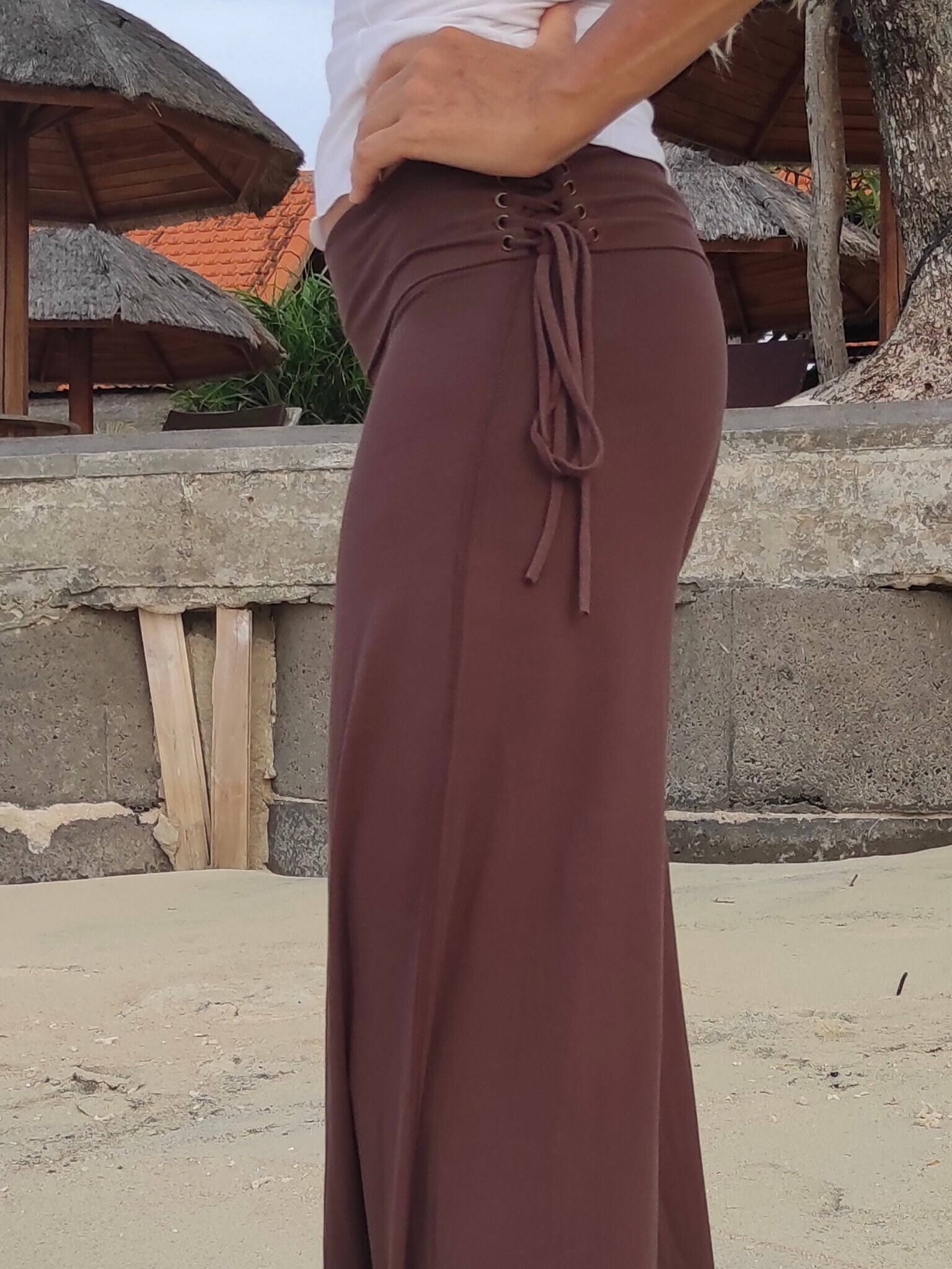 Criss Cross LACE UP Side Flare PANTS, Fold Over Palazzo Pants - Etsy