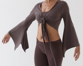 TIE FRONT BOLERO, bell sleeves shrug