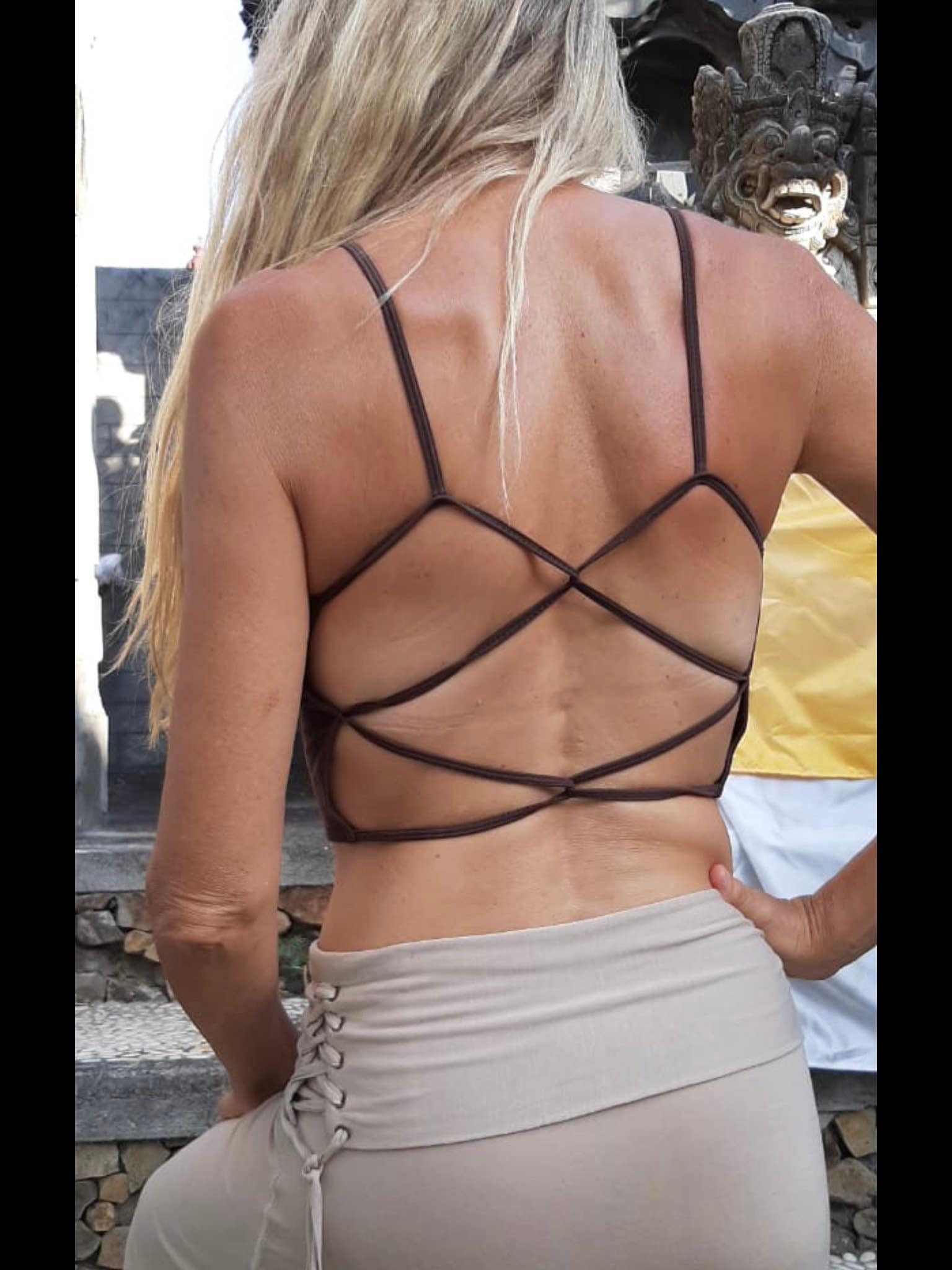 Buy Gnowann plunge bra for women deep v neck wireless comfortable low cut  stretch triangle padded women, beige, XL at
