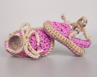 Purple Baby Crochet Sandals for Easter Baby Girl Outfit in Newborn, 0-3, 3-6 and 6-12 Months