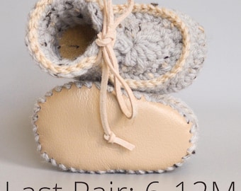 6-12 Months Gender Neutral Gray Summer Baby Shoes Leather Crochet Baby Booties Toddler Boy Moccasins Unique Unisex Baby Shower Gift