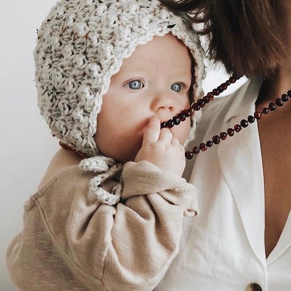 Gender Neutral Baby Bonnet, Oatmeal Knit Baby Hat, Crochet Newborn Bonnets, Ivory Crocheted Coming Home Outfit, Baby Shower Gift