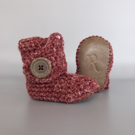 crochet baby booties with leather sole