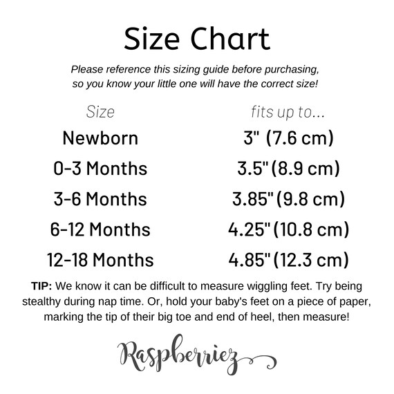 Crochet Bootie Size Chart