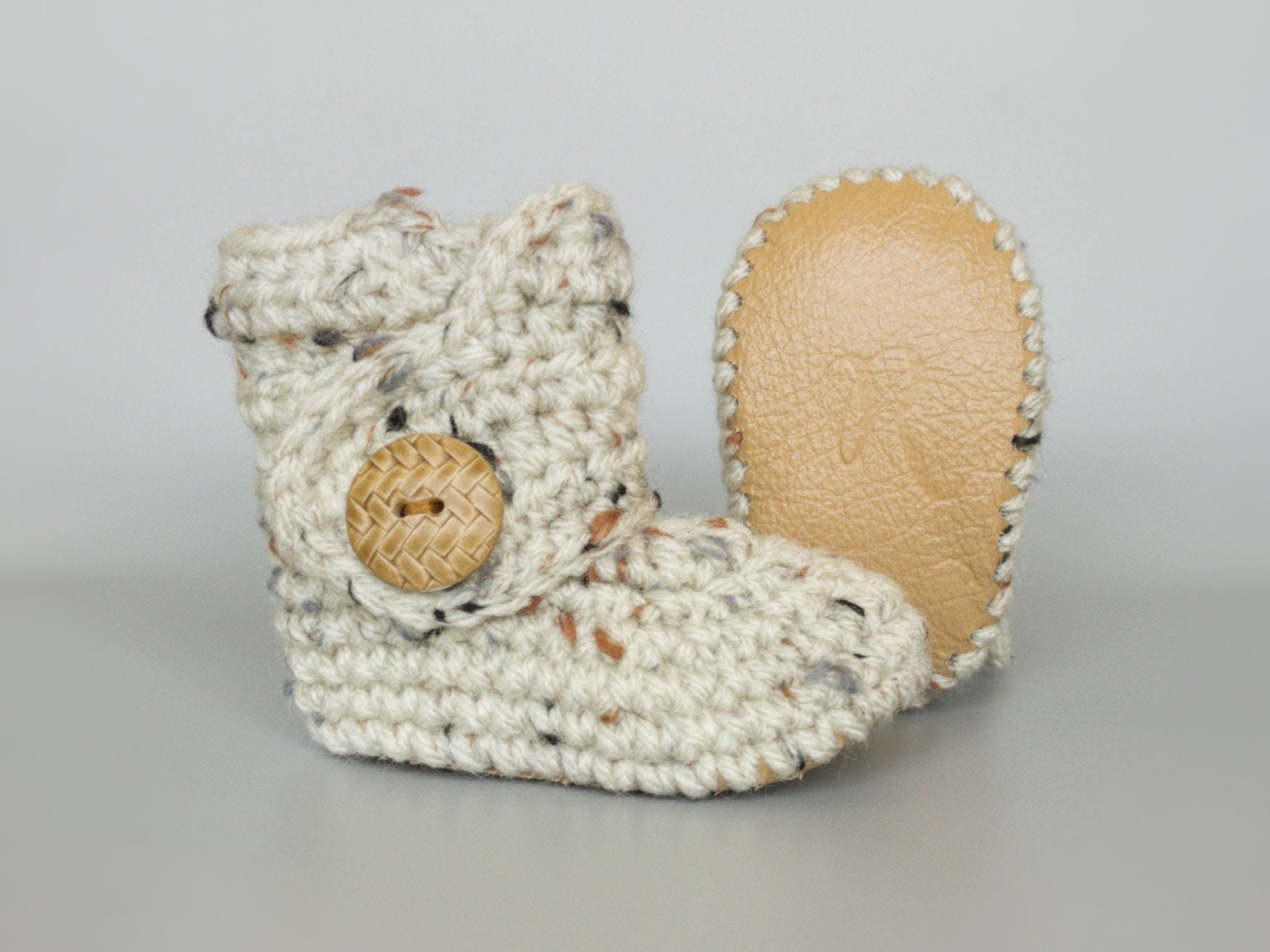 Crochet baby booties with leather sole outlet