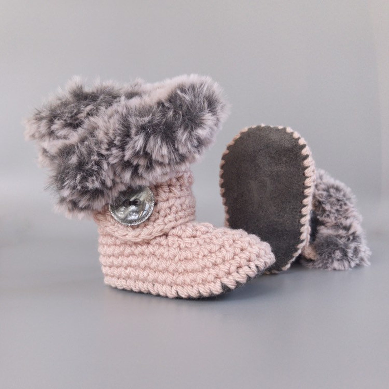 Pink Baby Booties Knit Infant Shoes 612 Months Mauve Pink Etsy