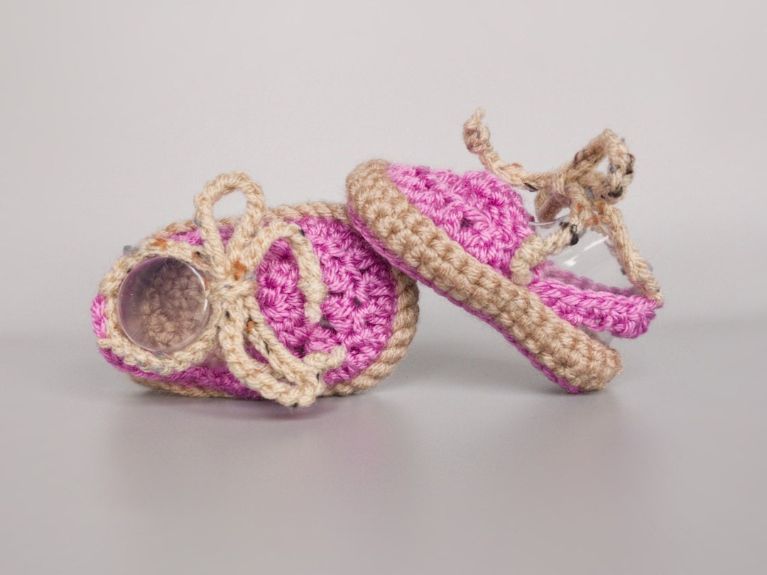Purple Baby Crochet Sandals for Easter Baby Girl Outfit in Newborn, 03