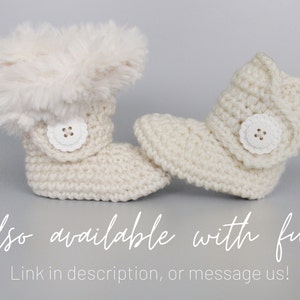 Ivory Infant Booties, Crochet Boots for Babies, Cream Leather Baby Shoes, Unisex Baby Clothes, Baby Baptism Shoes for Christening image 5