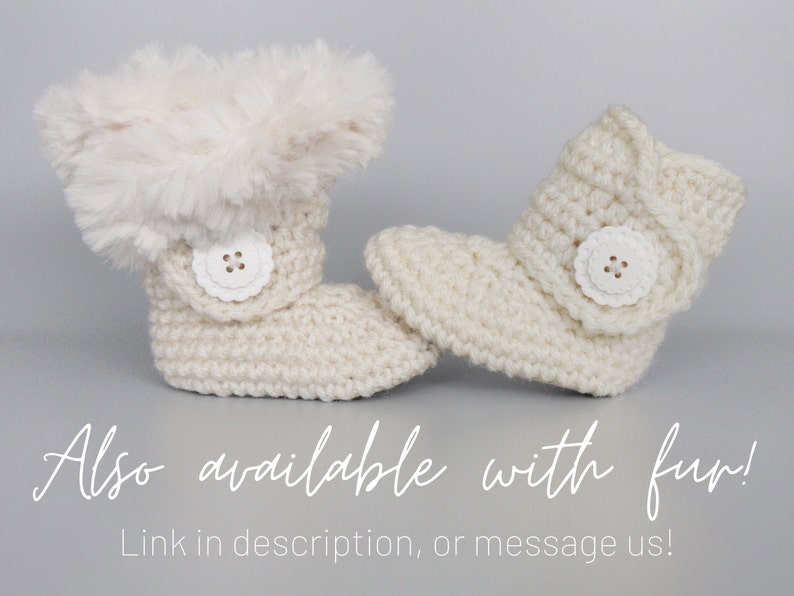 Ivory Infant Booties, Crochet Boots for Babies, Cream Leather Baby Shoes, Unisex Baby Clothes, Baby Baptism Shoes for Christening image 5