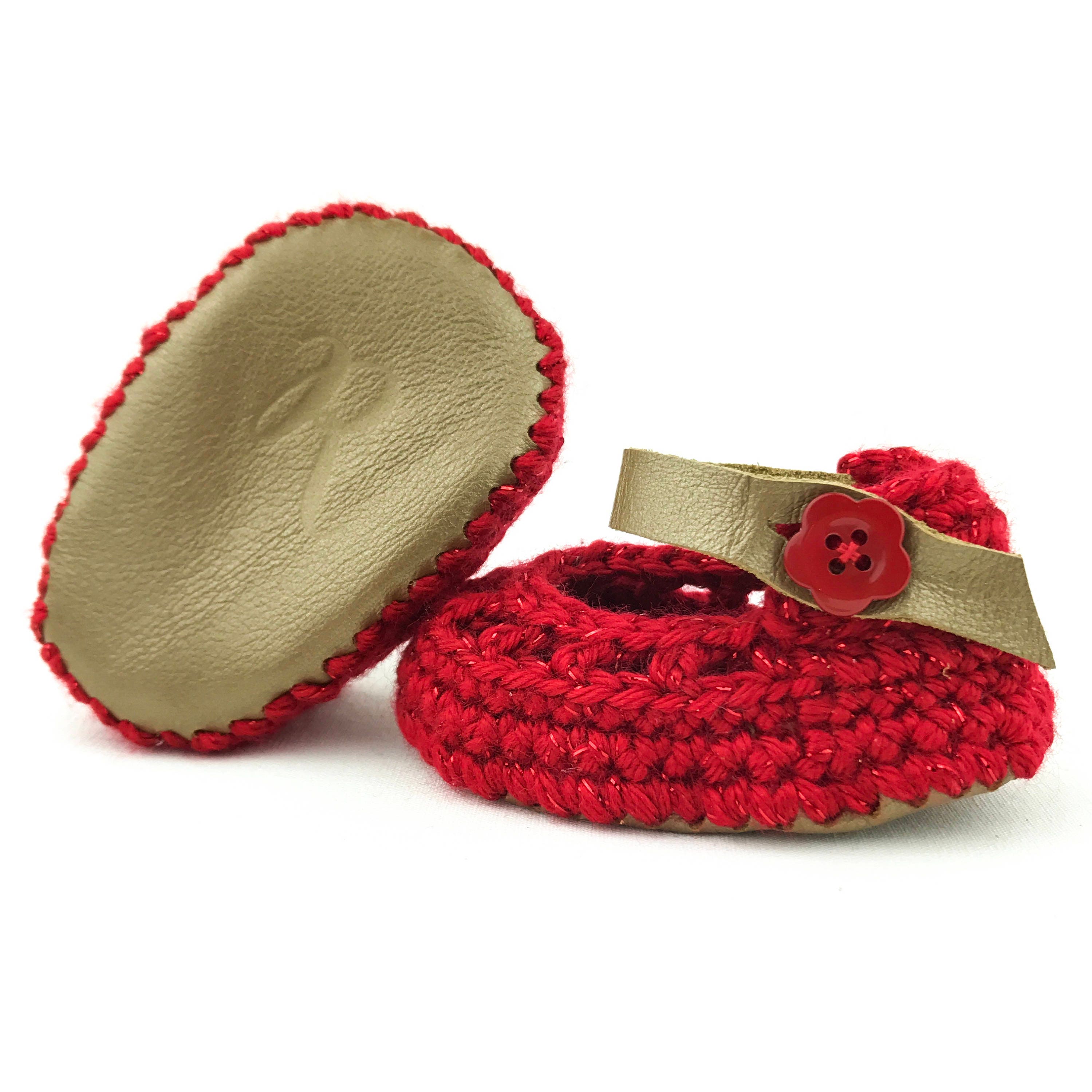 red infant sandals