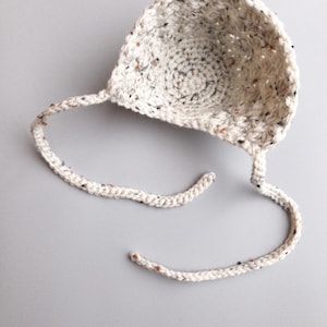 Baby Bonnets in Newborn to Toddler in beige wheat and ivory oatmeal, Gender Neutral Baby Shower Gift, Newborn Photo Props image 9