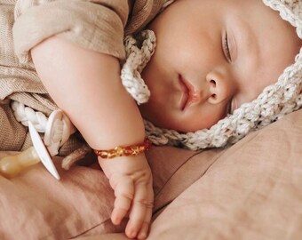 Gender Neutral Crochet Baby Bonnet in Oatmeal, Available in Newborn to Toddler Sizes