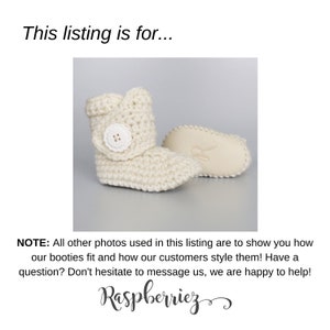 Ivory Infant Booties, Crochet Boots for Babies, Cream Leather Baby Shoes, Unisex Baby Clothes, Baby Baptism Shoes for Christening image 7