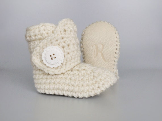 ivory baby booties