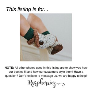 Crochet Baby Booties, Neutral Infant Boots, Ivory Baby Shoes, Suede Crib Shoes, Gender Reveal Gift, Brown Knit Booty, Unisex Baby Clothes bild 8
