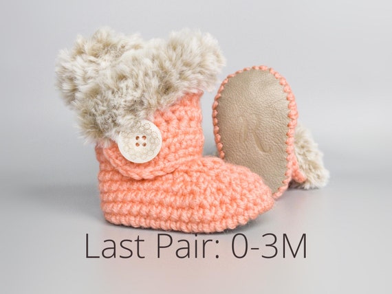Chaussons Bébé Fille Crochet Main Corail - Bottines Bleues Taille 0-6 Mois - Neuf