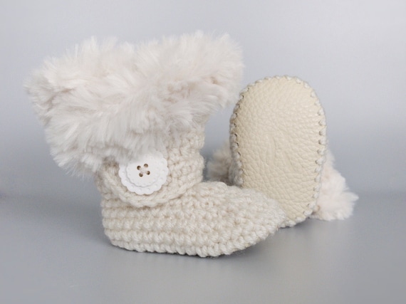 ivory baby booties