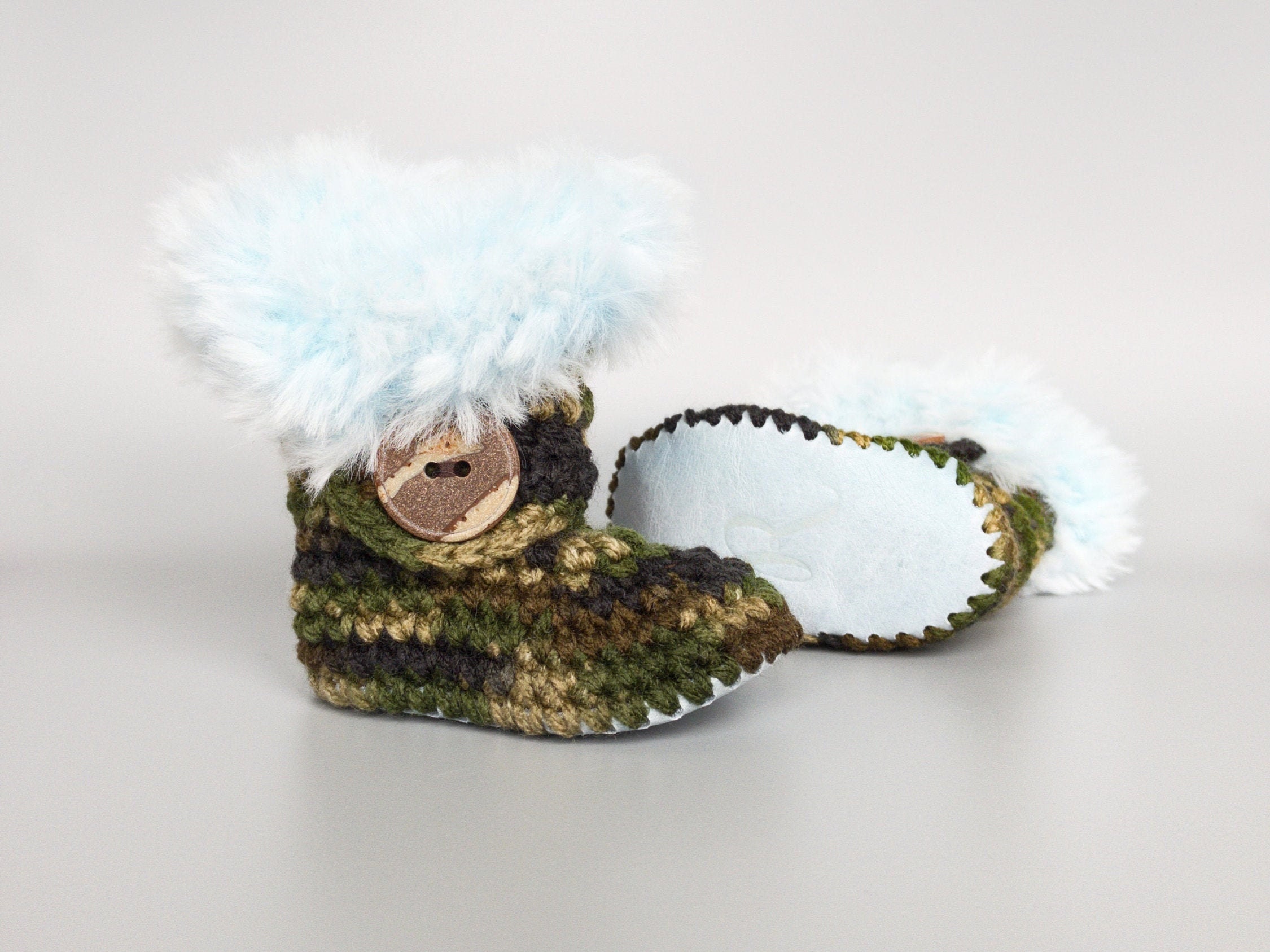 crochet baby booties with leather sole