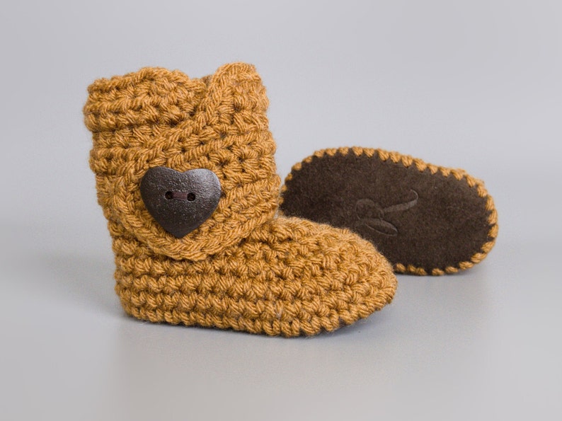 Neutral Fall Baby Shoes, Ginger Infant Booties, Unisex Crochet Baby Booties, New Baby Present, Fall Baby Girl Outfit, Soft Sole Baby Boots image 1