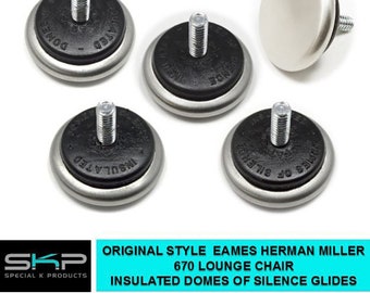 Lot de 5 fauteuils lounge Herman Miller 670 For Eames SKP, coussins dômes de silence, patins
